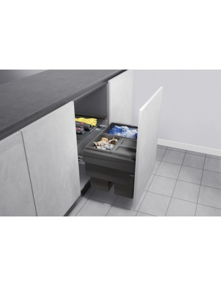 600mm Hailo Cargo Pull Out Waste Bin Triple 54L Synchro 50258507