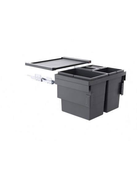 500mm Cargo Synchro Waste Bin Kitchen Pull Out Hailo Triple 44L 50258505