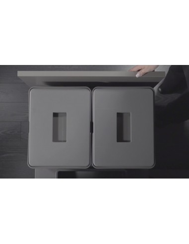 600mm Vibo Waste Bin Extra Large 100L Kitchen Pull Out Double BIN600D.AN