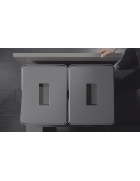 600mm Vibo Waste Bin Extra Large 100L Kitchen Pull Out Double BIN600D.AN