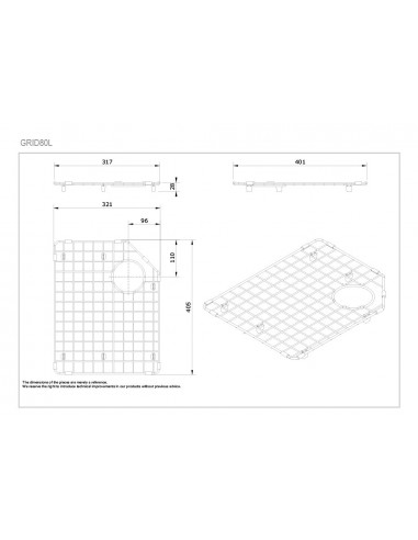 Thomas Denby VIN800 Grid Accessory For Kitchen Sink GRID80L or GRID80R