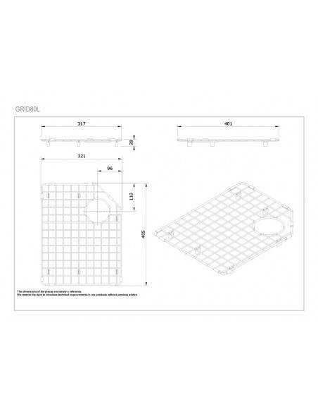 Thomas Denby VIN800 Grid Accessory For Kitchen Sink GRID80L or GRID80R