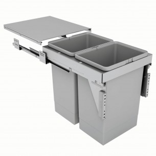 400mm Stanto Waste Bin Kitchen Pull Out 48L Grey Soft Closing 50259501 2