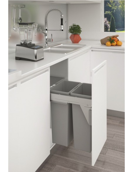 450mm Stanto Waste Bin Kitchen Pull Out 70L Grey Soft Closing 50259960