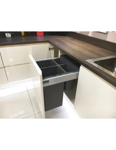 600mm One2Five Waste Bin Ninka Quad 80L Door Fix Soft Closing 55164598