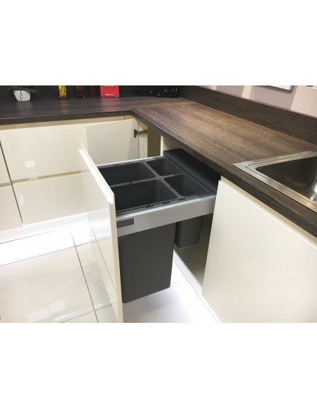 600mm One2Five Waste Bin Ninka Quad 80L Door Fix Soft Closing 55164598