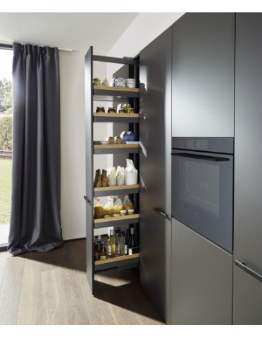 200mm Peka Liro Larder Anthracite/Oak 1600-2000 Kitchen Tall KSPEL.200.1600LIL