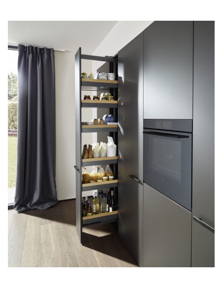 200mm Peka Liro Larder Anthracite/Oak 1600-2000 Kitchen Tall KSPEL.200.1600LIL