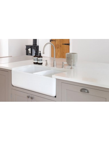 800mm Shaws Classic Double Apron Front Kitchen Sink White Ceramic SCLD800WH