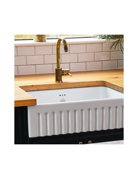 Shaws Bowland 600mm Butler Apron Front Fluted Kitchen Sink Ceramic SO600010