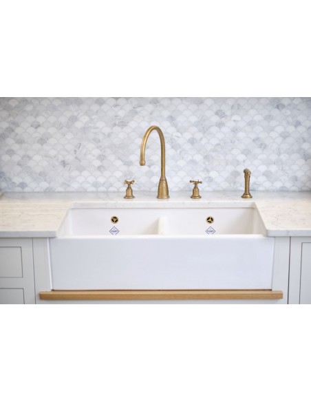 Shaws Shaker Double 1000mm Butler Apron Kitchen Sink SCSH101WH