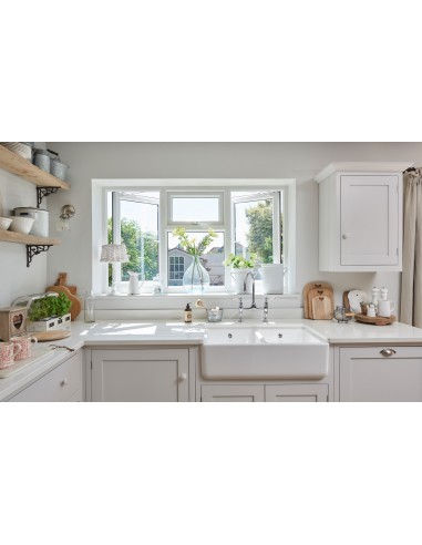 Shaws Shaker Double 1000mm Butler Apron Kitchen Sink SCSH101WH