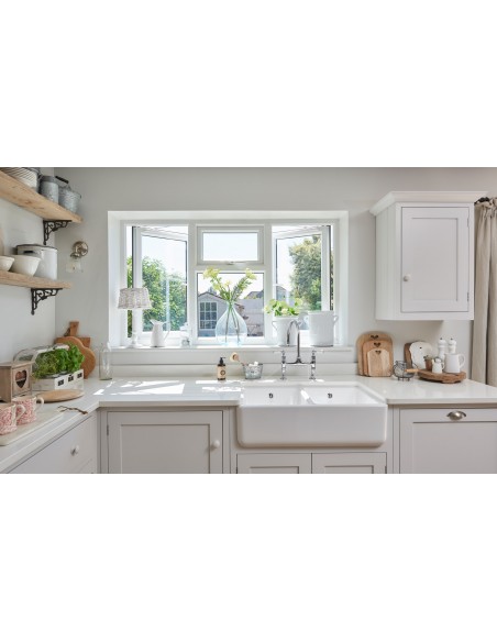 Shaws Shaker Double 1000mm Butler Apron Kitchen Sink SCSH101WH