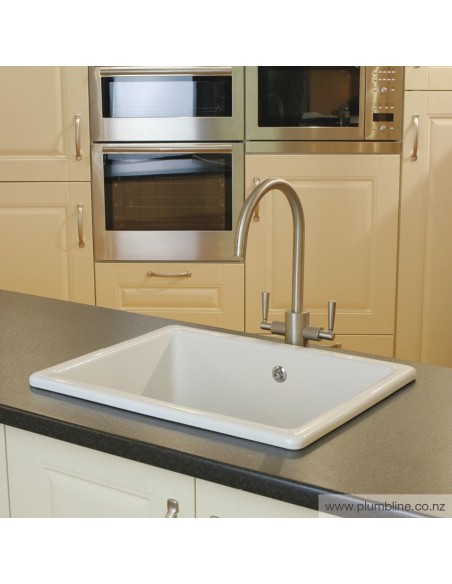 Shaws Classic Kitchen Sink 1.0 Inset / Undermount White Ceramic SCIN595