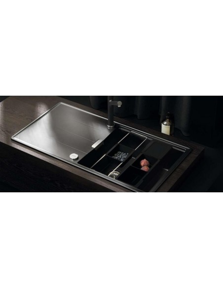 Schock TIA Kitchen Sink Cristadur Puro Black Granite D100L Accessories