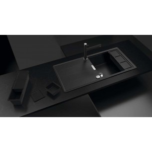 Schock Tia D100 Magma Black Cristadur Granite Kitchen Sink + Access