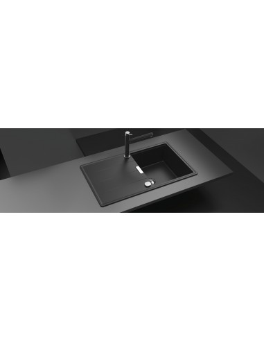 Schock Tia D100 Magma Black Cristadur Granite Kitchen Sink + Access