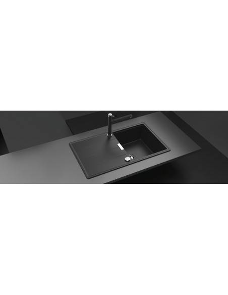 Schock Tia D100 Magma Black Cristadur Granite Kitchen Sink + Access