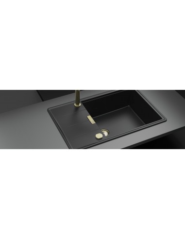 Schock Tia D100LS Magma Cristadur Kitchen Sink Black Granite