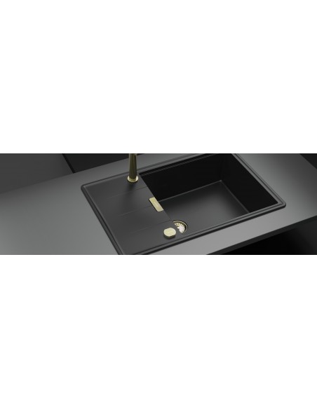 Schock Tia D100LS Magma Cristadur Kitchen Sink Black Granite