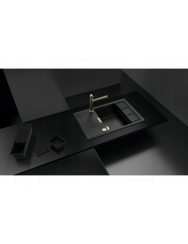 Schock Tia D100LS Magma Cristadur Kitchen Sink Black Granite