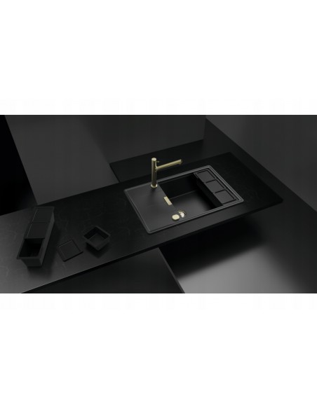 Schock Tia D100LS Magma Cristadur Kitchen Sink Black Granite