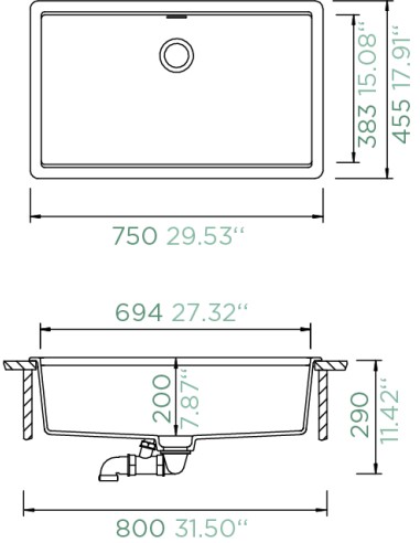 Schock Extra Large kitchen sink, Dog washing sink! 750 x 455mm Granite Polaris