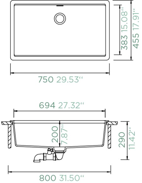 Schock Extra Large kitchen sink, Dog washing sink! 750 x 455mm Granite Polaris