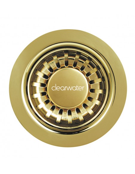 90mm Gold Sink Waste Basket Strainer / Overflow Clearwater PVD Plug W90 Or W90OG