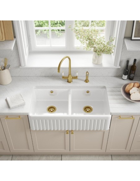 Thomas Denby Buxton 900mm Butler Kitchen Sink 2.0 Fluted Apron Front TBU900 NO LOGO
