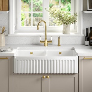 Thomas Denby Buxton 900mm Butler Kitchen Sink 2.0 Fluted Apron Front TBU900 NO LOGO 2