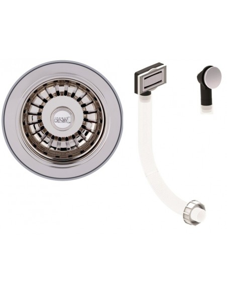 90mm Thomas Denby Waste Nickel Basket Strainer Kit 1.0/2.0 Bowl TD1WNI