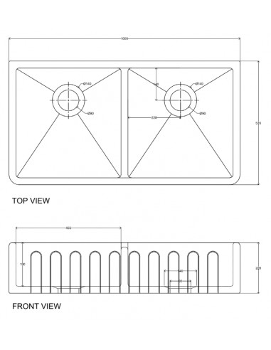 Thomas Denby Cotswold Butler Kitchen Sink 1000mm Fluted Apron Front TCT1000