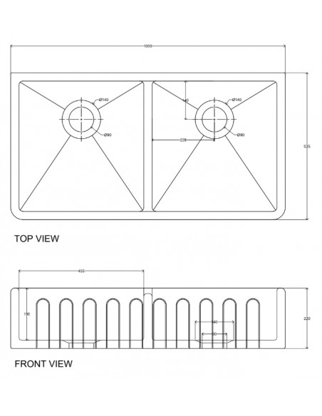 Thomas Denby Cotswold Butler Kitchen Sink 1000mm Fluted Apron Front TCT1000
