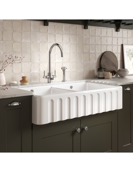 Thomas Denby Cotswold Butler Kitchen Sink 1000mm Fluted Apron Front TCT1000
