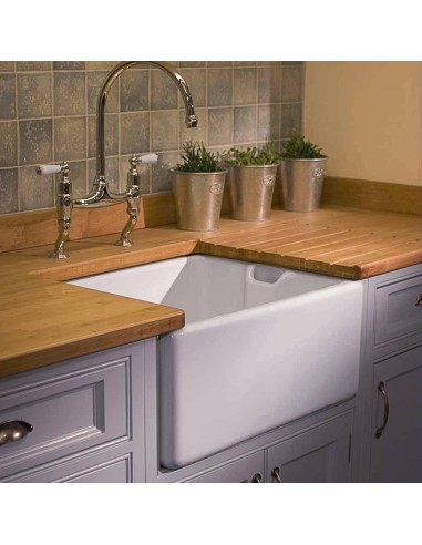 Shaws Classic Belfast Sink White Ceramic Kitchens Weir Overflow SEBE600
