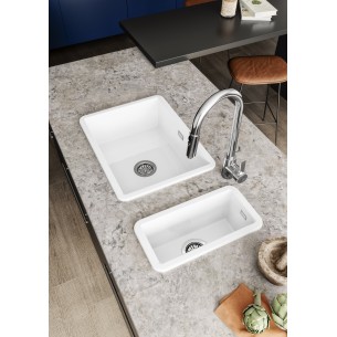 Thomas Denby Metro Small Ceramic Kitchen Sink 0.5 White 234 x 460mm MET1030W 2