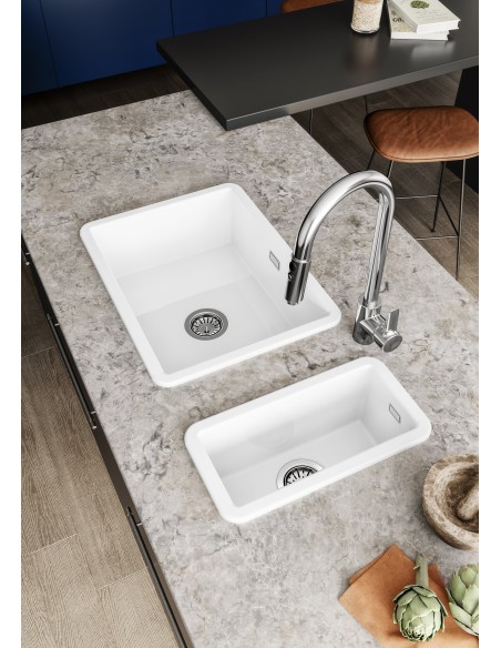 Thomas Denby Metro Small Ceramic Kitchen Sink 0.5 White 234 x 460mm MET1030W