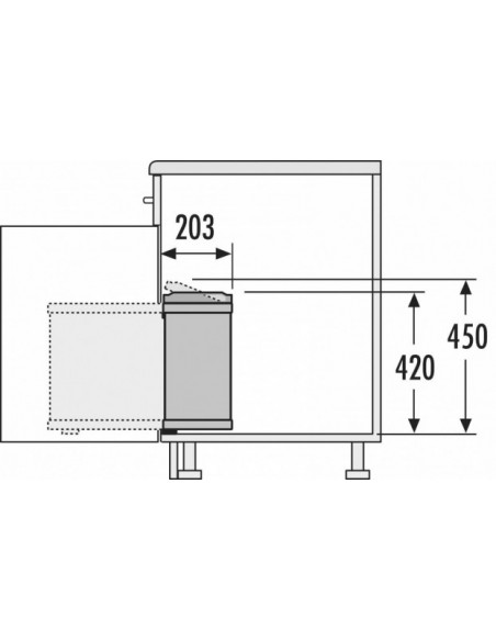 Hailo Uno Waste Bin 18L Side Mount Stainless Steel 450mm Auto Open Lid 50262014