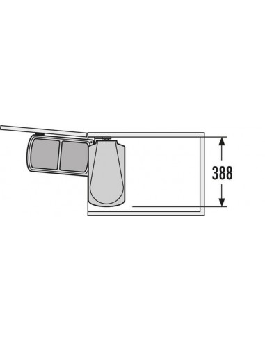 Hailo Uno Waste Bin 16L 450 Auto Lid Open Side Mount Stainless Steel 50262023