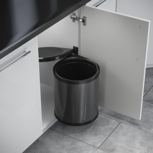 Hailo Mono Auto Open Lid 15L Kitchen Waste Bin Hinged Door Dark Grey 50212529 2