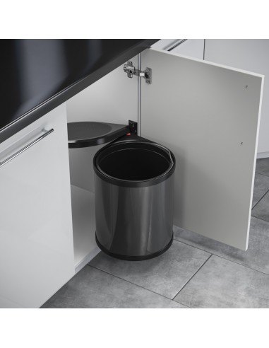 Hailo Mono Auto Open Lid 15L Kitchen Waste Bin Hinged Door Dark Grey 50212529