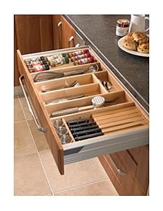 450mm Beech Cutlery Tray Kitchen Drawer Insert 424mm Depth Blum BCT450