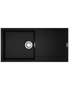 Clearwater Carina Nero Granite Quarsil D100L Black Kitchen Sink 1.0 Bowl & Waste CARD100LNE 2