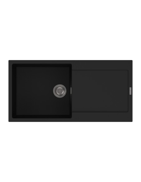 Clearwater Carina D100L Onyx Black Granite Kitchen Sink & Waste CARD100LON