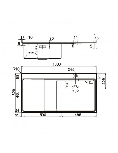 Clearwater Xeron 105 Kitchen Sink Square 1.0 Bowl 1.2 Stainless Steel ML1F143A2