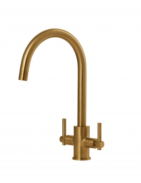 Clearwater Rococo Artisan Brass Kitchen Tap Twin Lever Twist & Spray ROC2AB