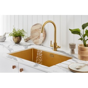 Clearwater Rococo Artisan Brass Kitchen Tap Twin Lever Twist & Spray ROC2AB 2