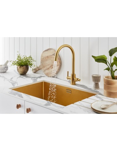 Clearwater Rococo Artisan Brass Kitchen Tap Twin Lever Twist & Spray ROC2AB