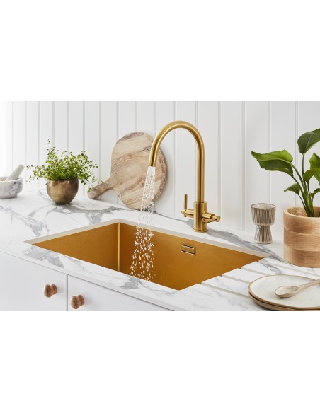 Clearwater Rococo Artisan Brass Kitchen Tap Twin Lever Twist & Spray ROC2AB